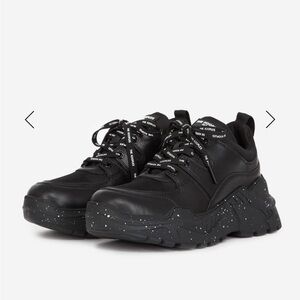 THE KOOPLES PARIS BLACK PLATFORM SNEAKERS WITH SPECKLED SOLE WOMENS 38 US 8